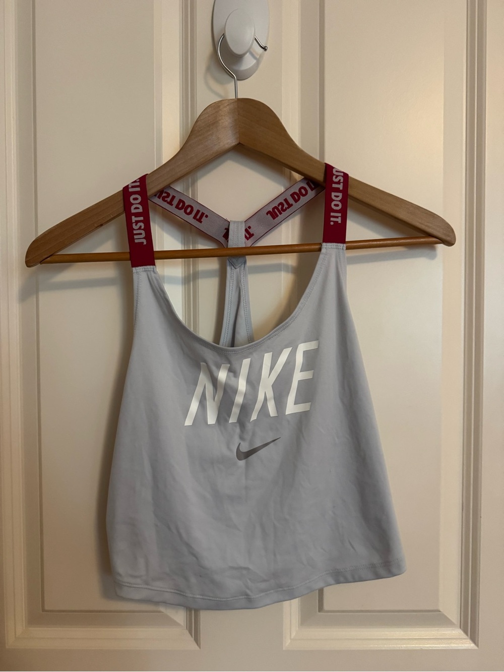 Nike Light Gray Tank Top with Pink 'Just Do It' Straps